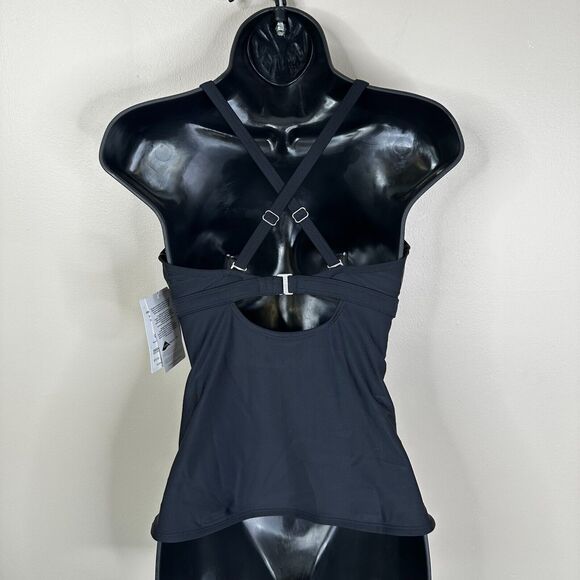 NEW Athleta Smocked Tankini Top Size 34D/DD Black Underwired Swimwear - Picture 5 of 12